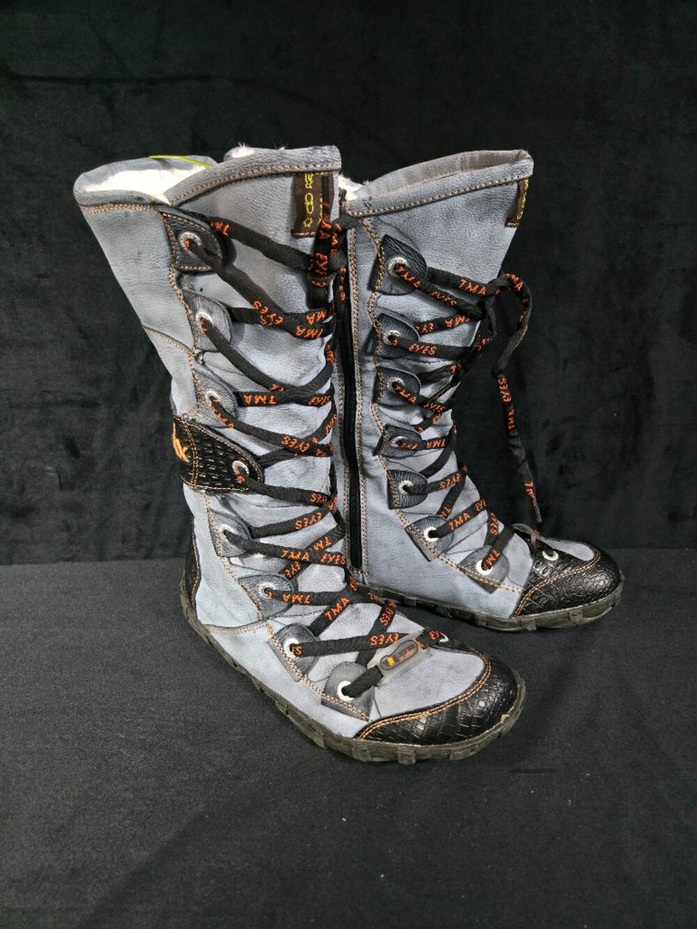 TMA Eyes Women's EU 42 US 11.5 Gray Faux Fur Lace Up Winter Boots Side Zip